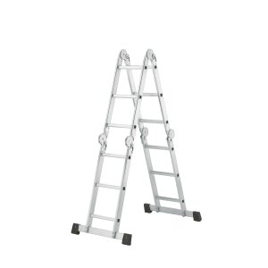 Hailo 7412-031 Alu Universalleiter 4x3 Sprossen mit Metall-Plattform