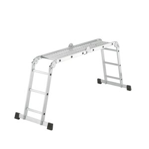 Hailo 7412-031 Alu Universalleiter 4x3 Sprossen mit Metall-Plattform