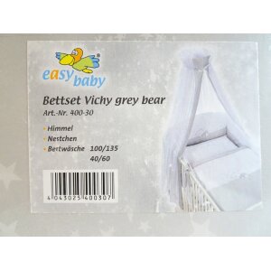Easybaby Bettset   Himmelset 3-teilig Vichy Grey Bear 400-30