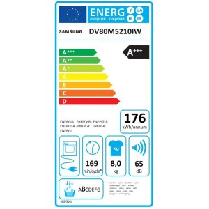 Samsung DV80M5210IW-EG Wärmepumpentrockner-8kg-60 cm Höhe-Kondenswasse