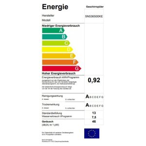 Siemens SN536S00KE iQ300 Geschirrspüler A++ - 262 kWh-Jahr - 2100 L-Ja