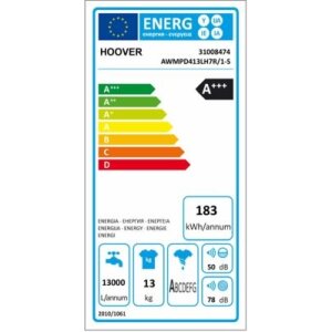 Hoover AWMPD 413LH7R-?1-S AXI Waschmaschine, 13 kg, Frontlader, 1400 U