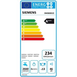 Siemens SN436S01CE iQ300 Unterbaugeschirrspüler 1.7 cm-234 kWh-Jahr-MG