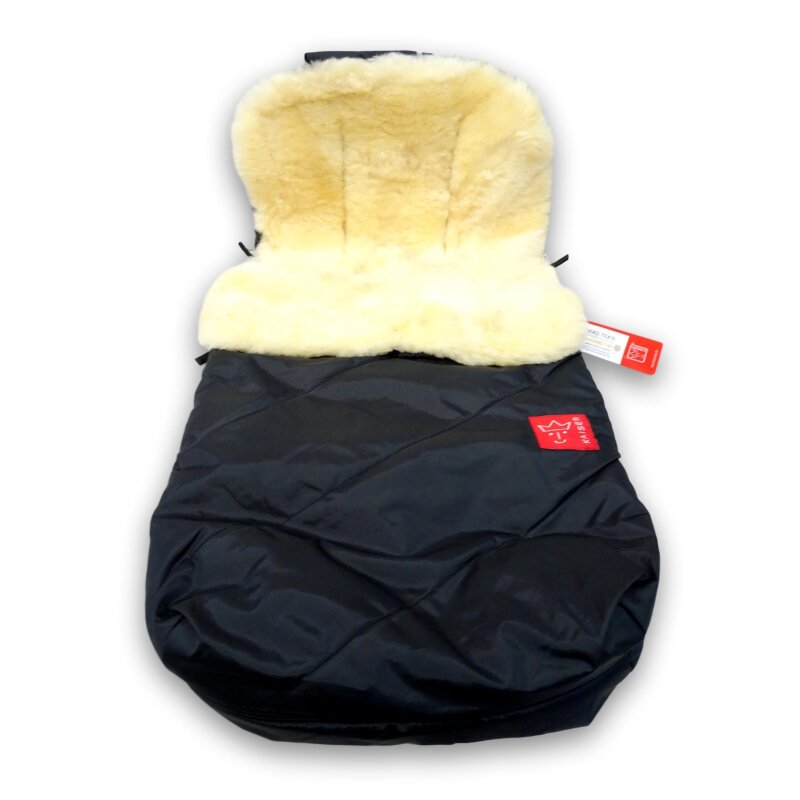 Kaiser Naturfellprodukte Lammfell Fußsack Patty in Schwarz - (L)90 x (B)45 cm