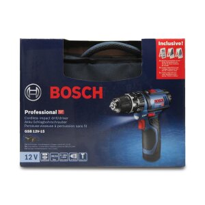 Bosch GSB 10.8-2-LI Professional - inkl. 2x2,0 Ah Akku + Ladegerät, 3x Bohrer-Set, in Tasche