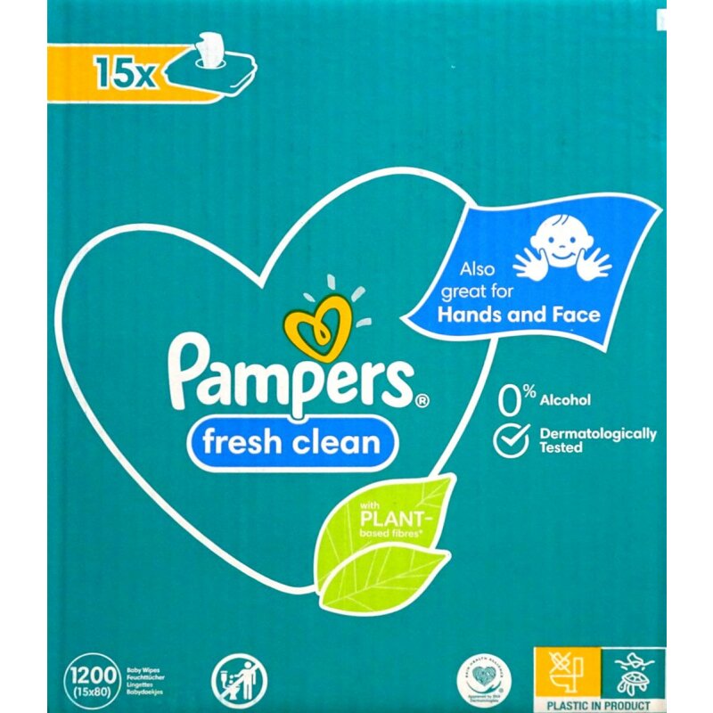 Pampers Fresh Clean Baby Feuchttücher, 1200 Tücher (15 x 80)
