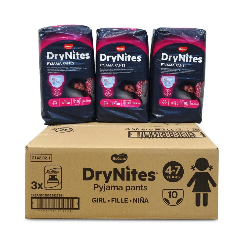 Huggies Drynites Windelhose Mädchen - 4 bis 7 Jahre – 30 Stück