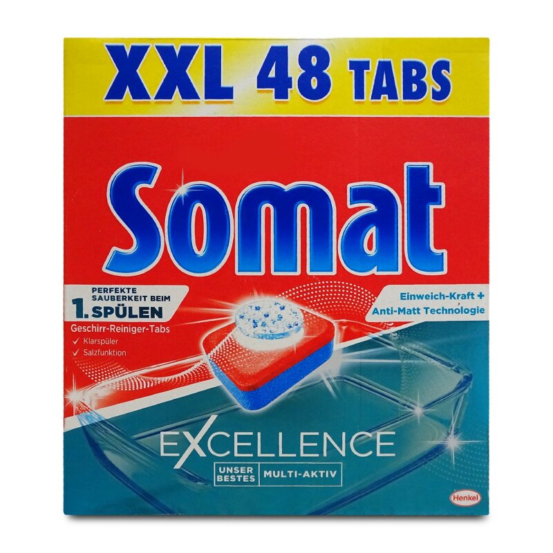 Somat Excellence, Spülmaschinen-Tabs, Multi-Aktiv, Großpackung, 48 Tabs