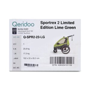 Qeridoo Kinderfahrradanhänger Sportrex2 Limited Edition Lime Green