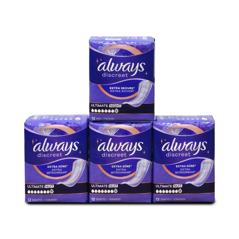 Always Discreet Ultimate Nacht Inkontinenzeinlagen 4 x 12 Stk.