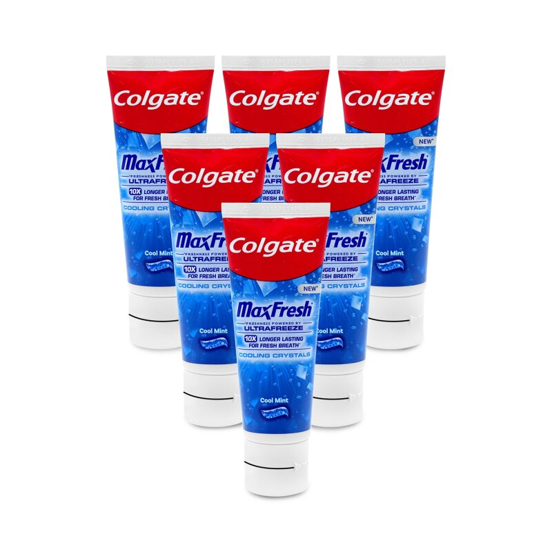 Colgate Max-Zahnpasta weiß erfrischende Kristalle Minze 6x75ml