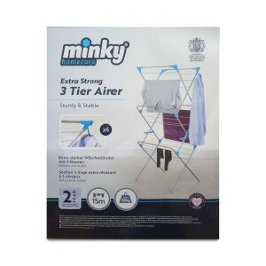 Minky 3 Stufen Plus ausklappbarer Wäscheständer silber