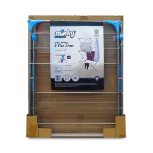 Minky 3 Stufen Plus ausklappbarer Wäscheständer silber