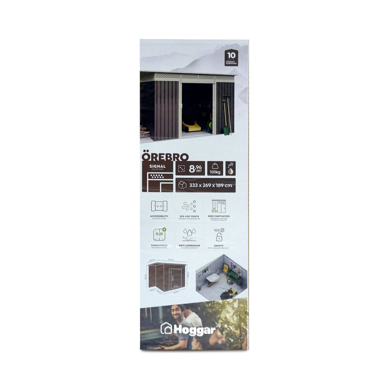 Hoggar Örebro Gerätehaus Gartenhaus 333 x 269 cm Grau/Beige